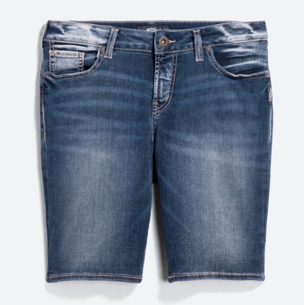 Silver Jeans Co Suki Bermuda Short Dark Blue Denim Size 12